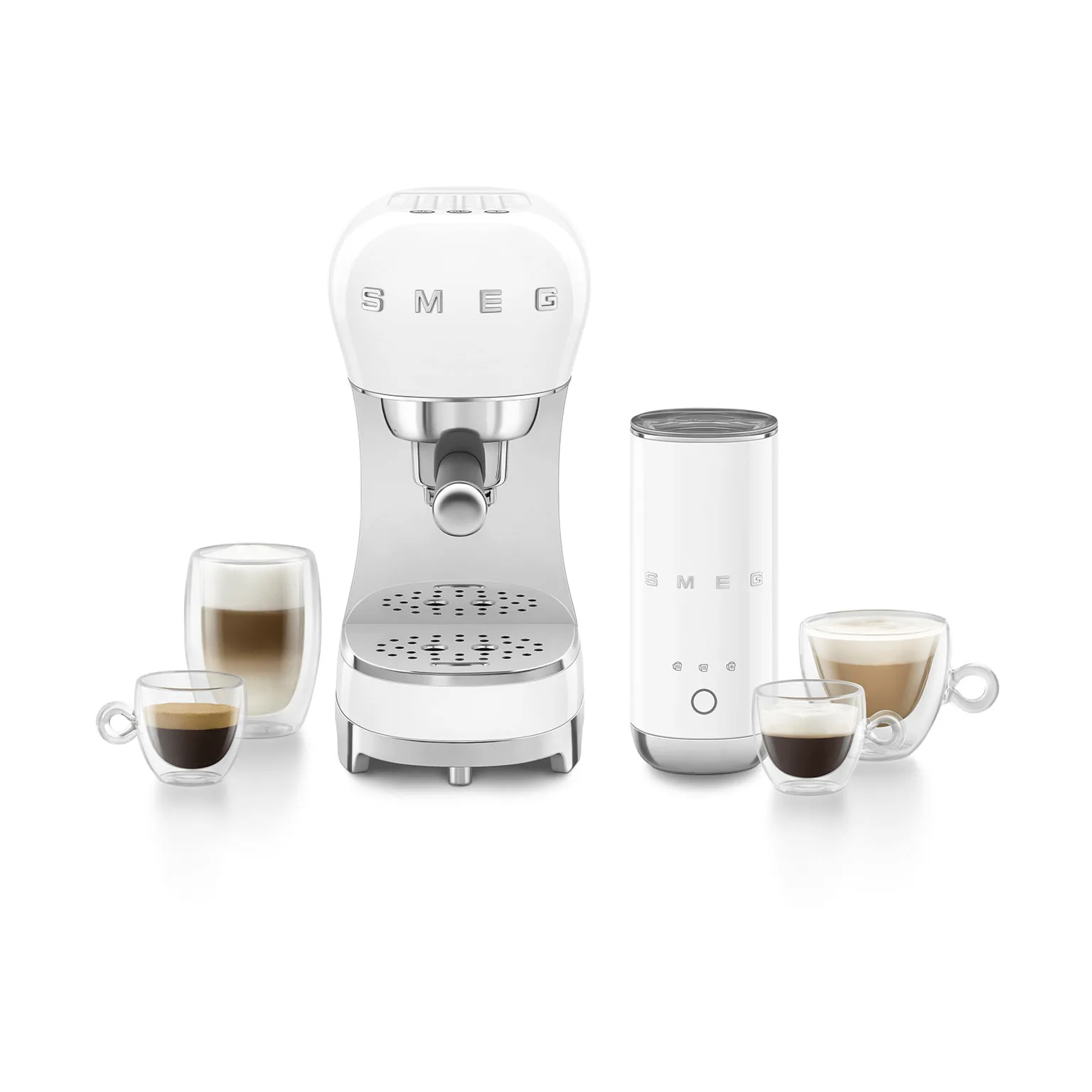 Smeg 50's Style espressomaskine med mælkeskummer, Hvid Smeg