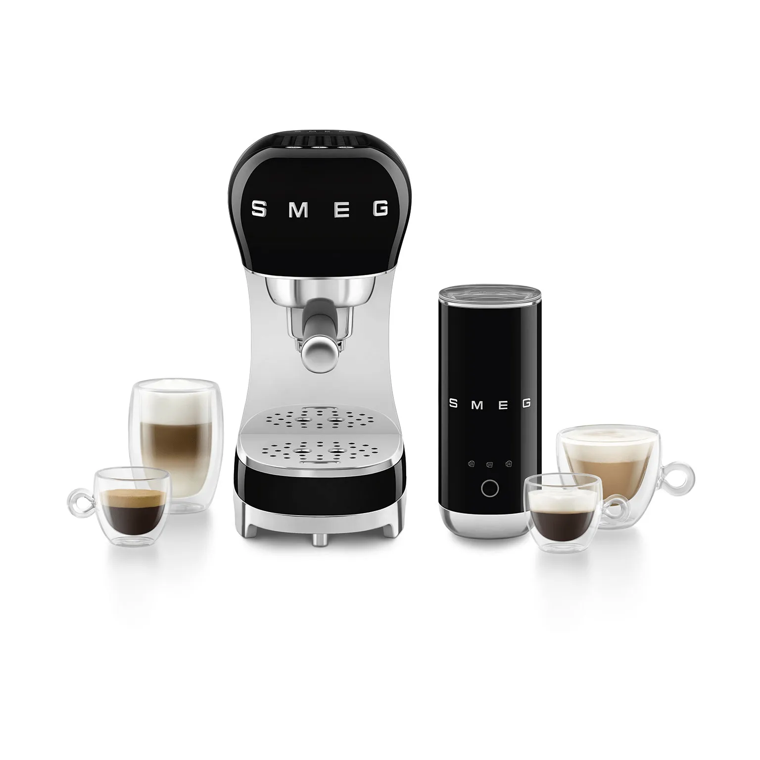 Smeg 50's Style espressomaskine med mælkeskummer, Sort Smeg