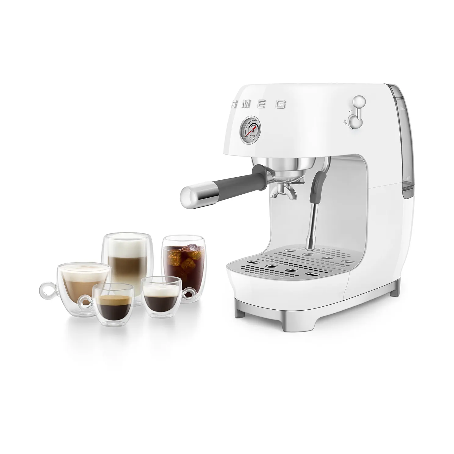 Smeg 50's style halvautomatisk espressomaskine ECF03, White Smeg