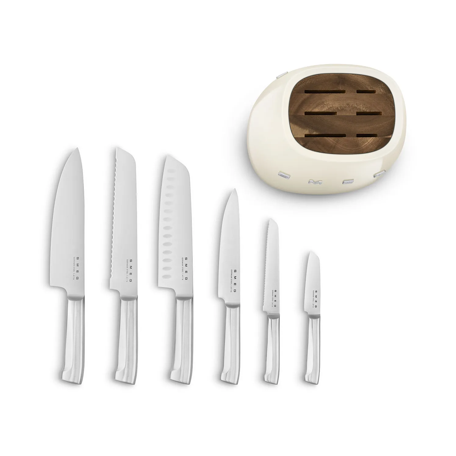 Smeg 50's Style knivsæt 7 dele, Creme Smeg