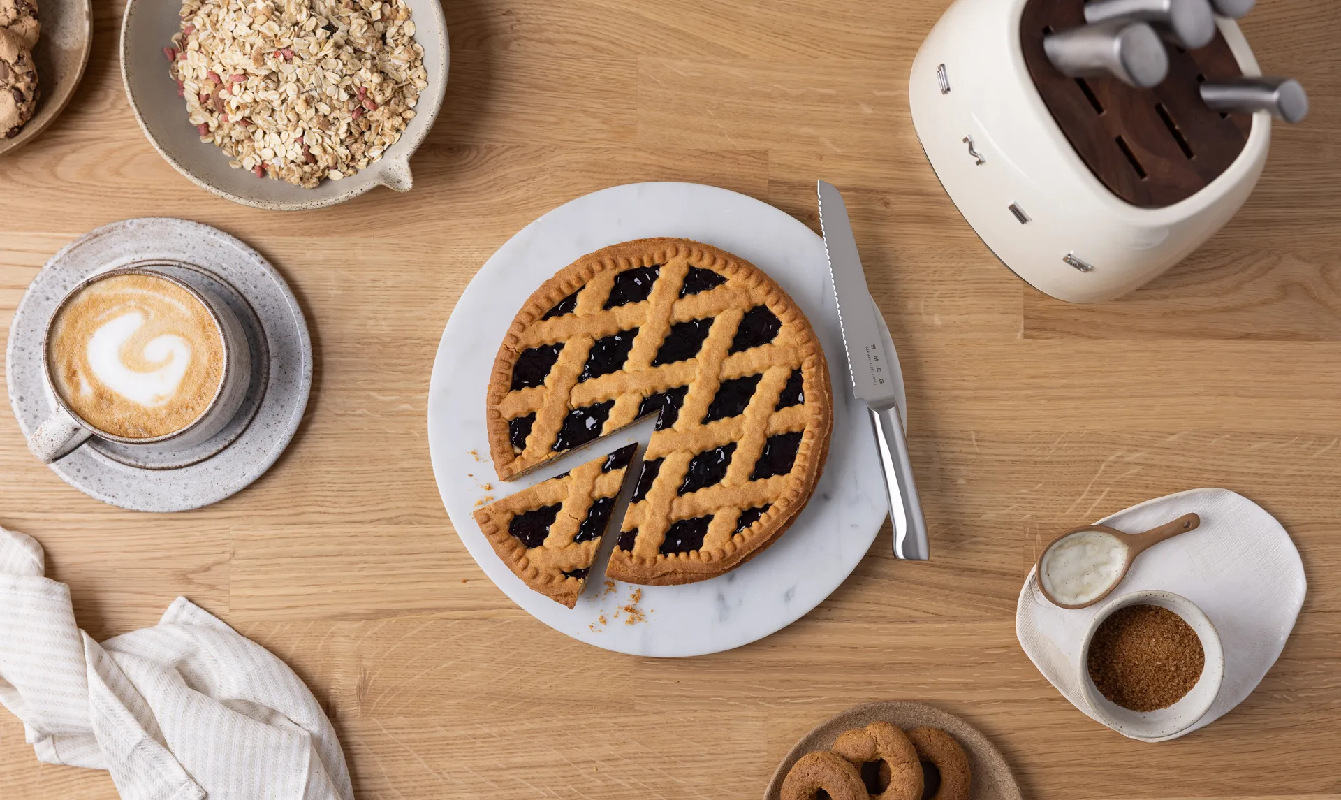 Smeg 50's Style knivsæt 7 dele, Creme Smeg