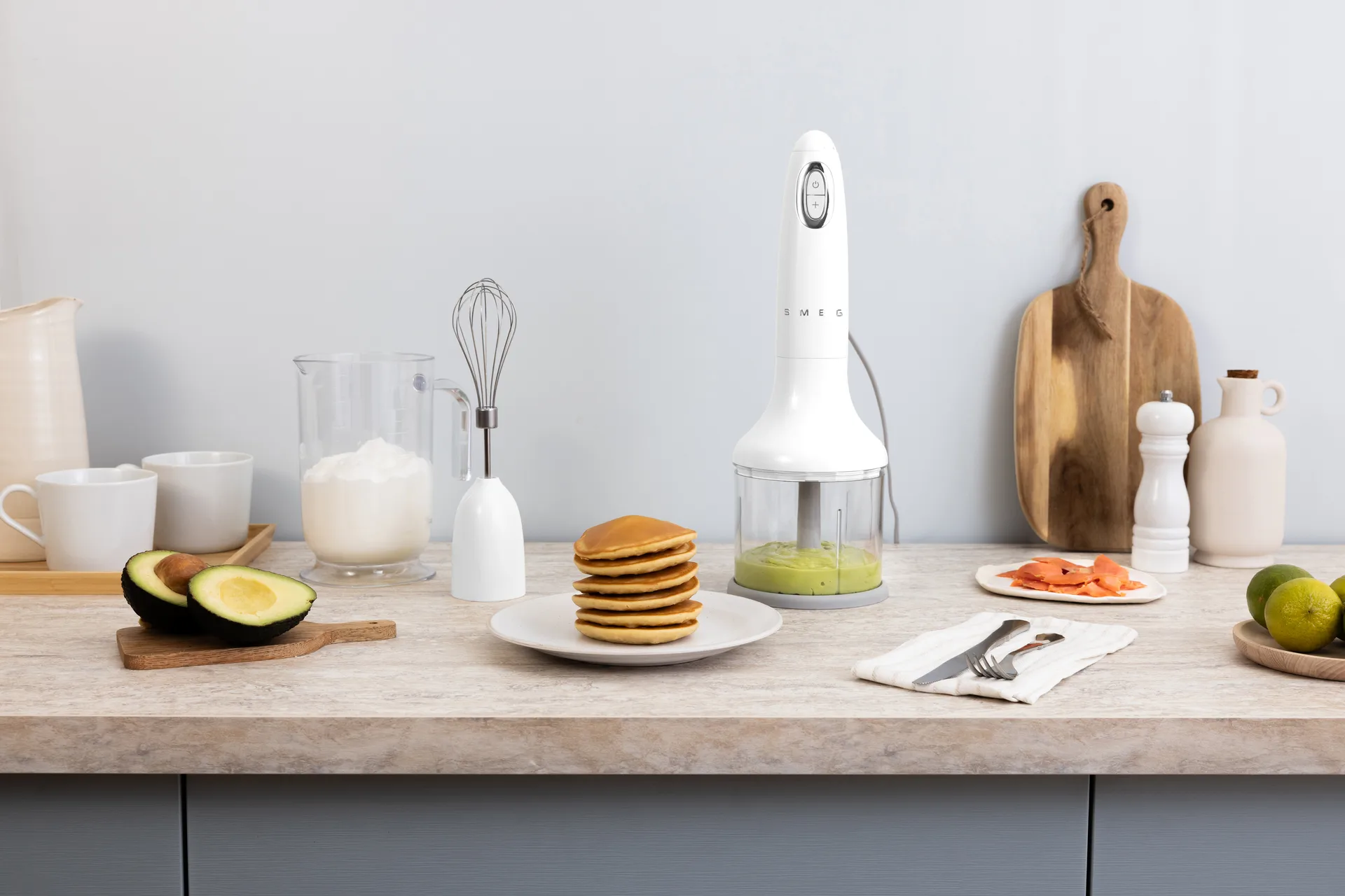 Smeg 50's Style stavblender sæt 4 dele, White Smeg