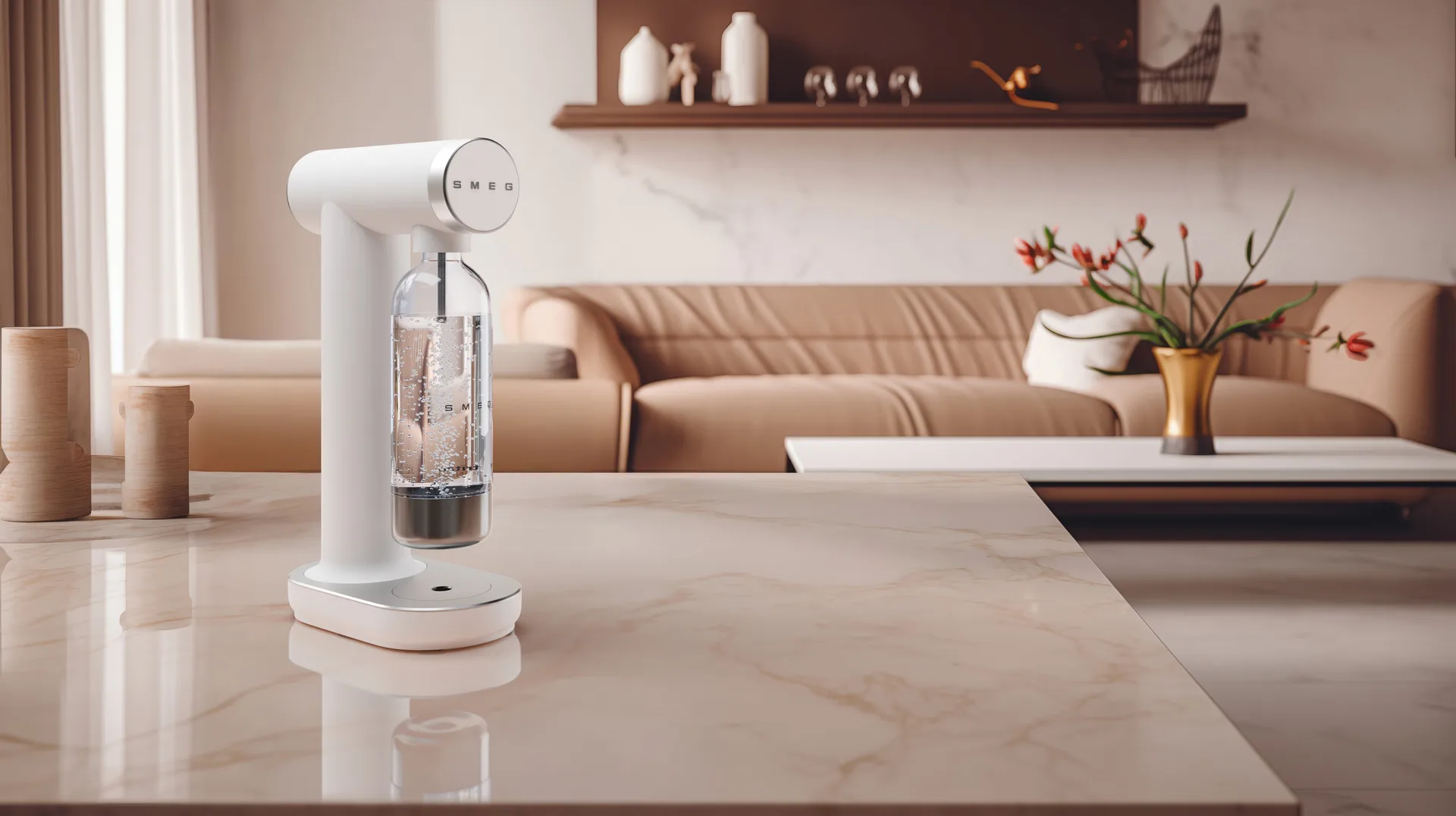 Smeg Sodamaker kulsyremaskine, Mat hvid Smeg