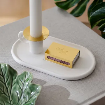 Kammarljusstage med tændstikæskeholder - Hvid - Solstickan Design