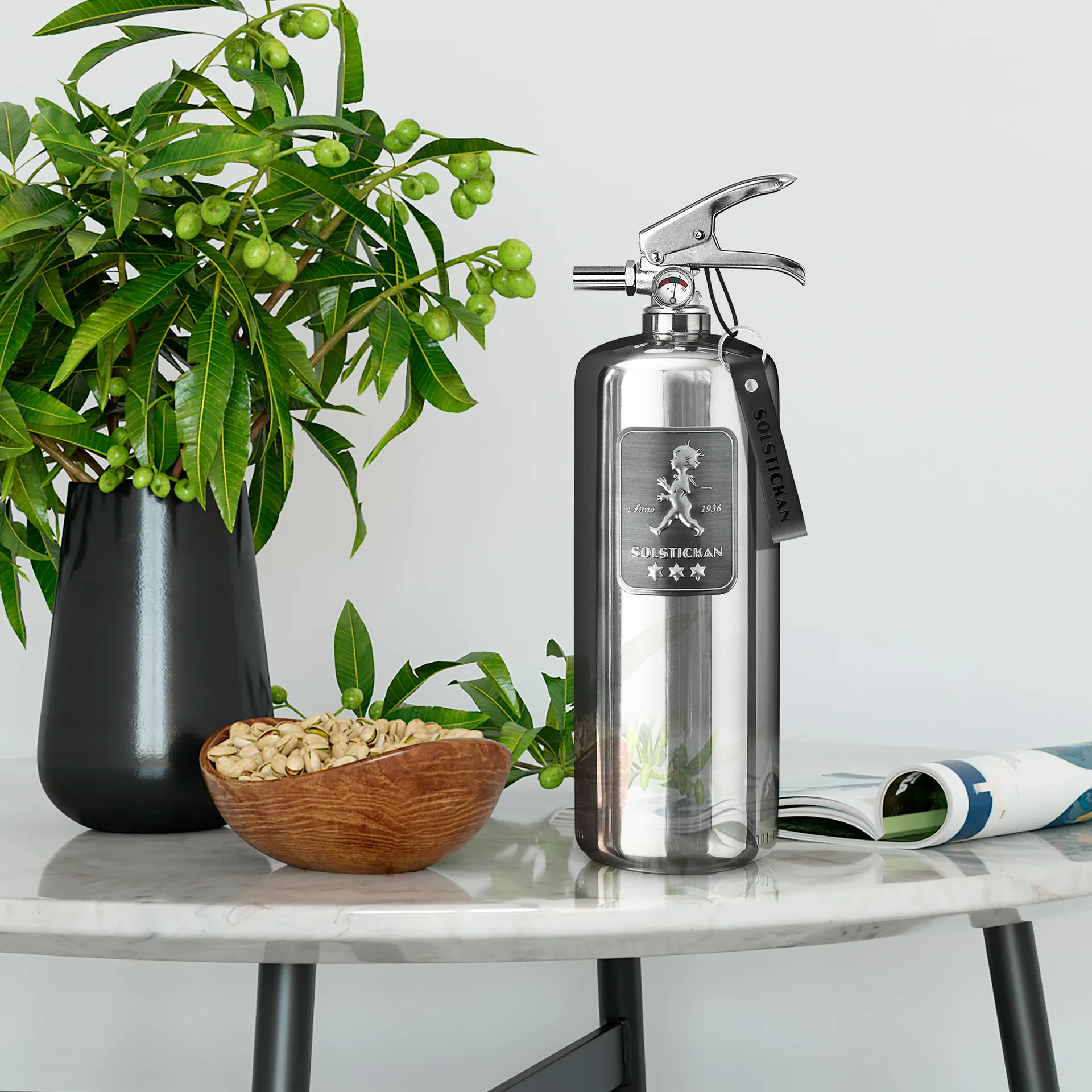 Solstickan brandslukker 2 kg, Design Edition stål Solstickan Design