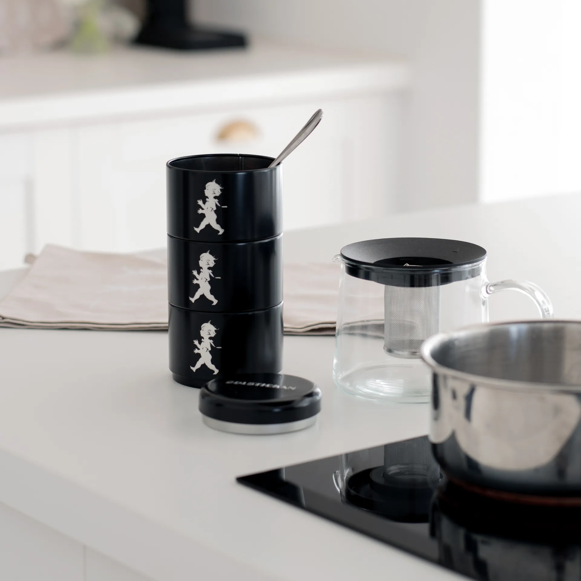 Solstickan opbevaringskrukke tredelt Ø8,5 cm, Sort Solstickan Design