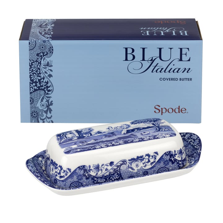 Blå italiensk smørbakke, 20 x 10 cm Spode