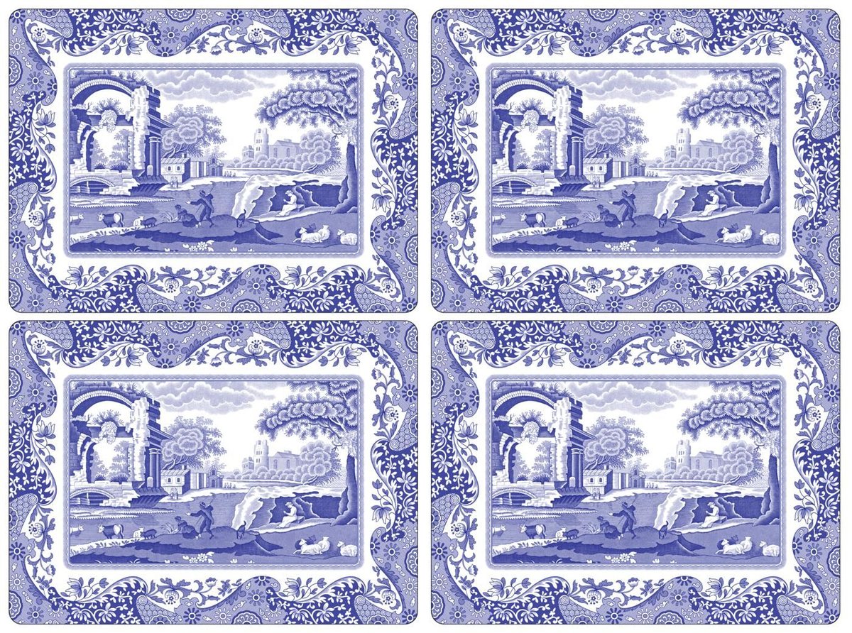Spode Blue Italian bordbrikker 4-pak Blå-hvid