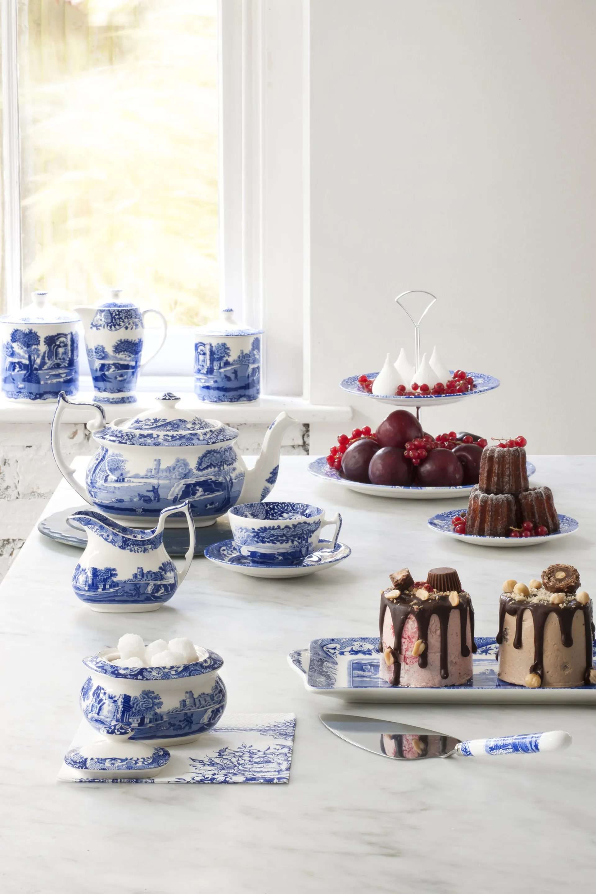 Blue Italian kagespade 25 cm, Keramik/Rustfrit stål Spode