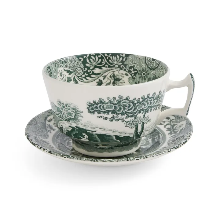 Heritage Green Italian kop med underkop - Grøn, morgenmad, 0,28 L - Spode