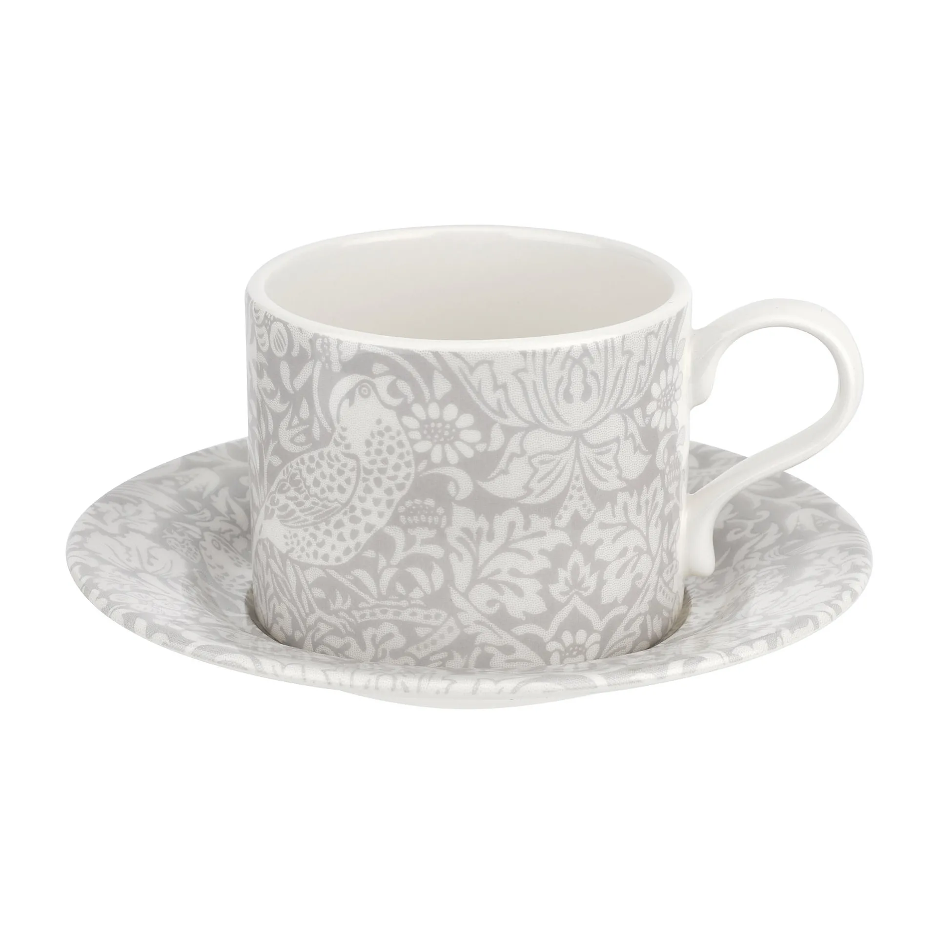 Strawberry Thief tekop med underkop 28 cl, Grey Spode
