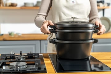 Staub gryde- & kasserollesæt stabelbare 5 dele - Sort - STAUB