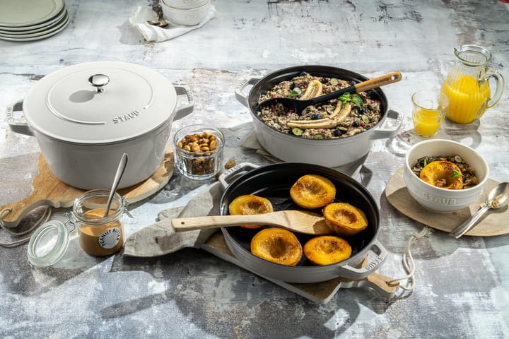 Staub gryde- & kasserollesæt stabelbare 5 dele, White truffle STAUB