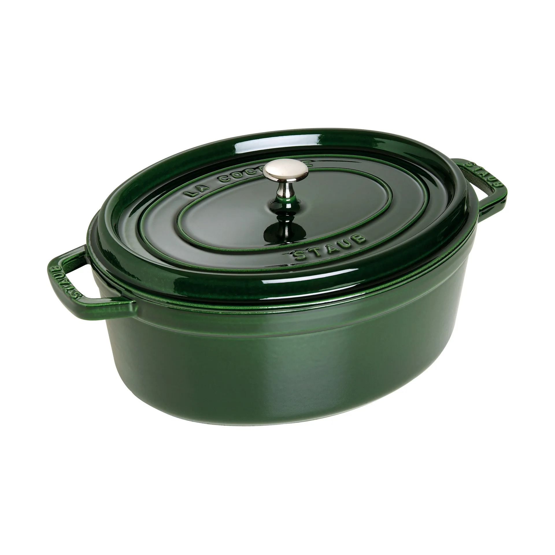 Staub La Cocotte oval gryde støbejern 6,7 L, Basilikum grøn STAUB