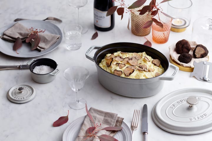 Staub La Cocotte oval gryde støbejern 6,7 L, White truffle STAUB