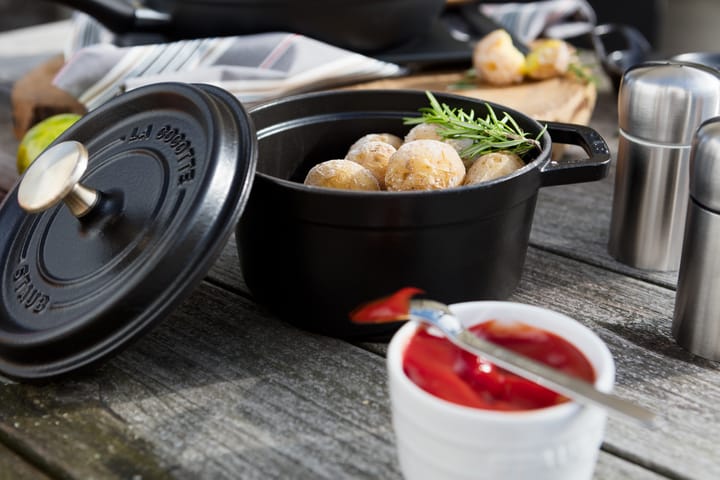Staub La Cocotte rund gryde støbejern 1,2 L, Sort STAUB