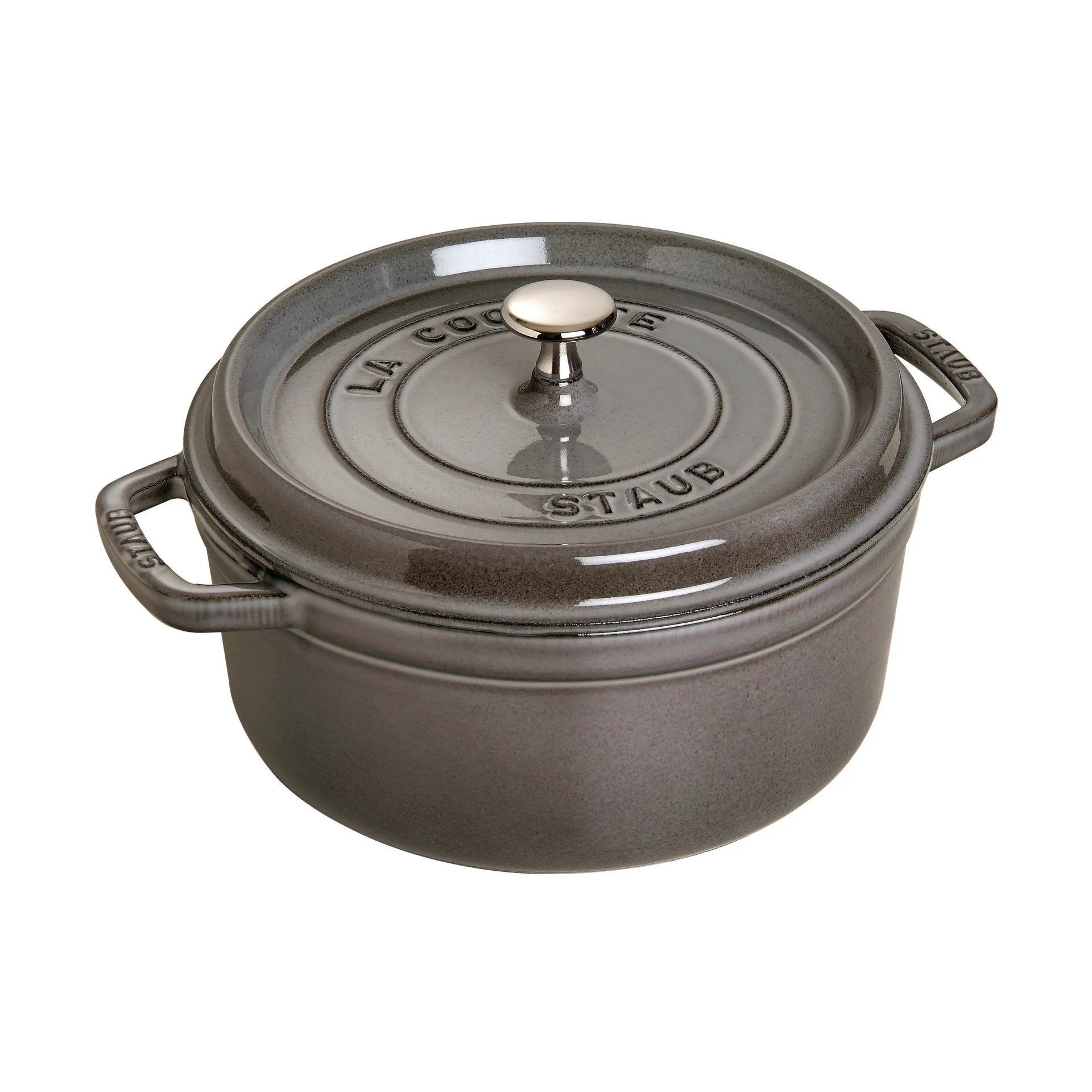 Staub La Cocotte rund gryde støbejern 1,7 L, Grafitgrå STAUB