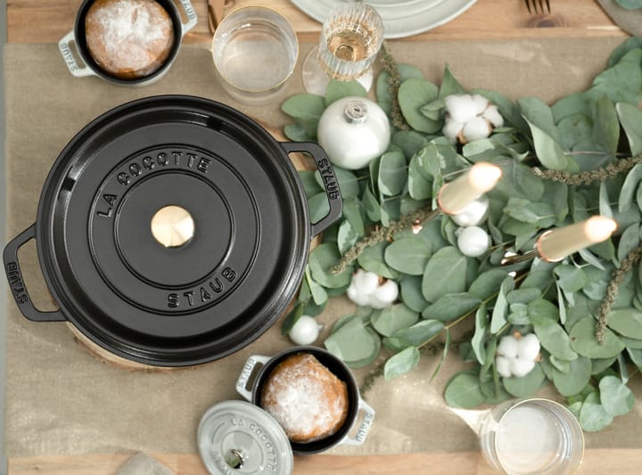 Staub La Cocotte rund gryde støbejern 8,4 L, Sort STAUB