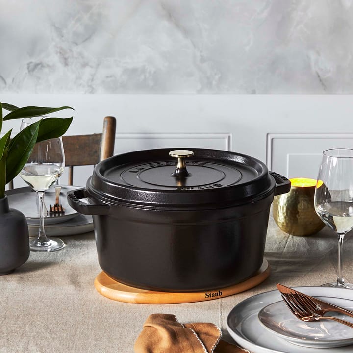 Staub rund gryde i støbejern 6,7 l, Sort STAUB