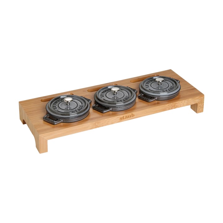 Staub serveringsholder til 3 minigryder, Bambus STAUB