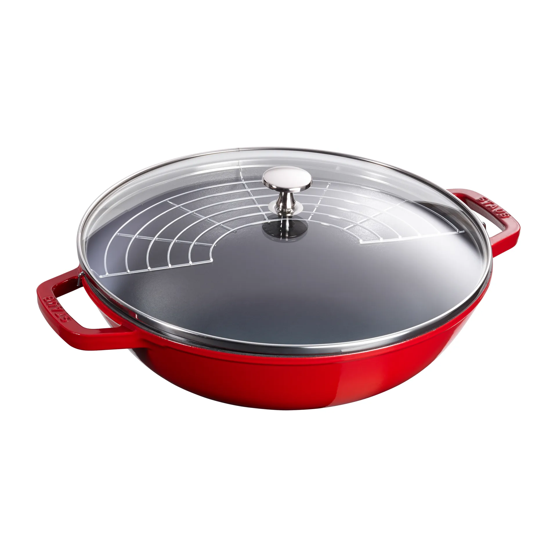 Wok med glaslåg Ø30 cm 4,4 L, Rød STAUB