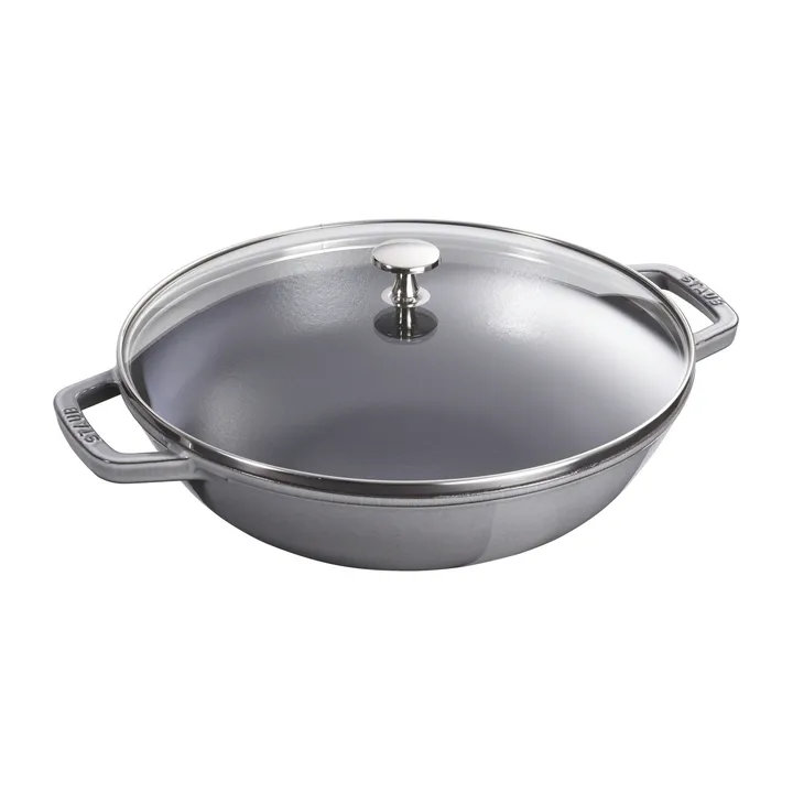 Wok med glaslåg Ø37 cm 5,7 L - Grå - STAUB