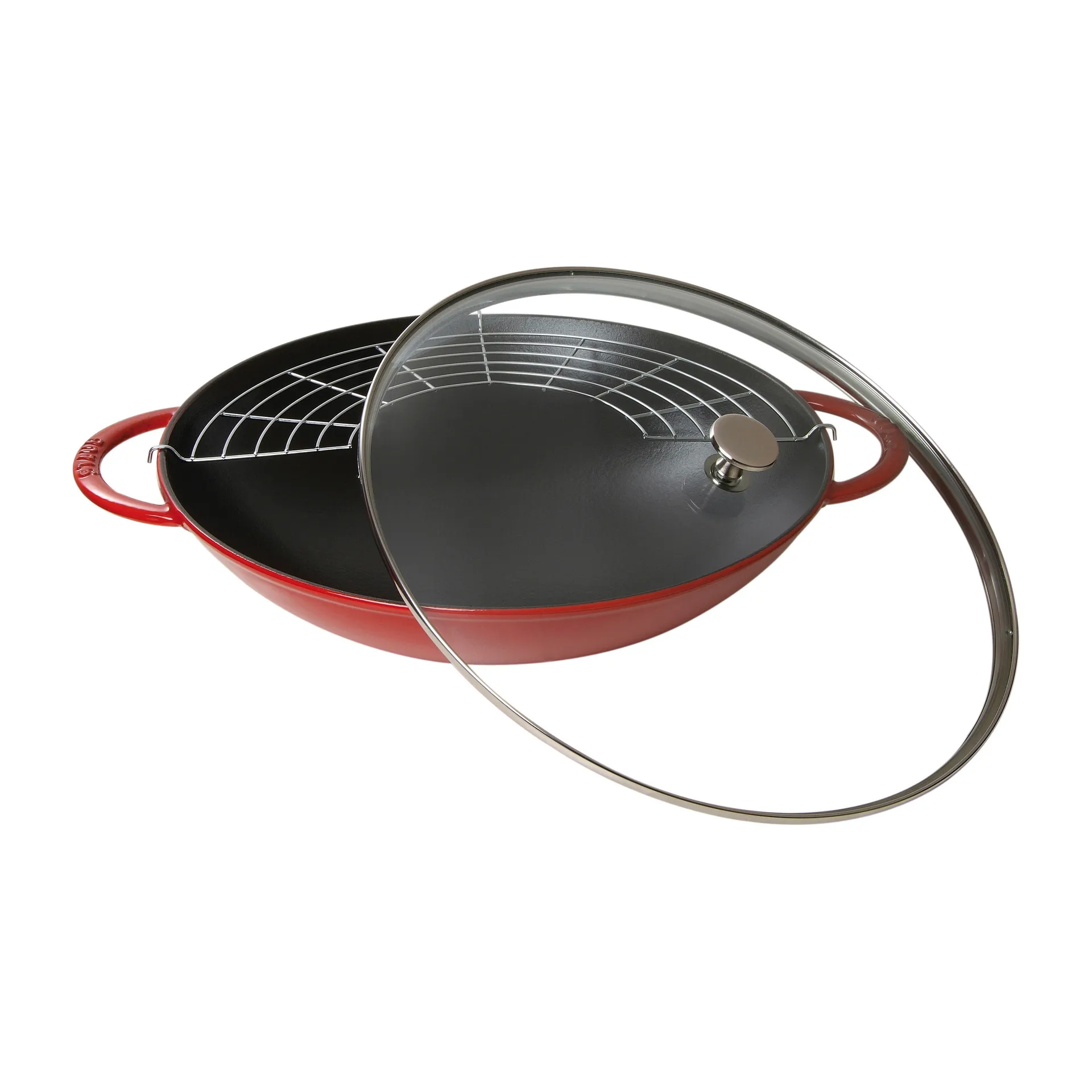 STAUB Wok med glaslåg Ø37 cm 5,7 L Rød