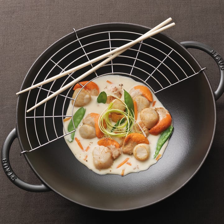 Wok med glaslåg Ø37 cm 5,7 L, Sort STAUB