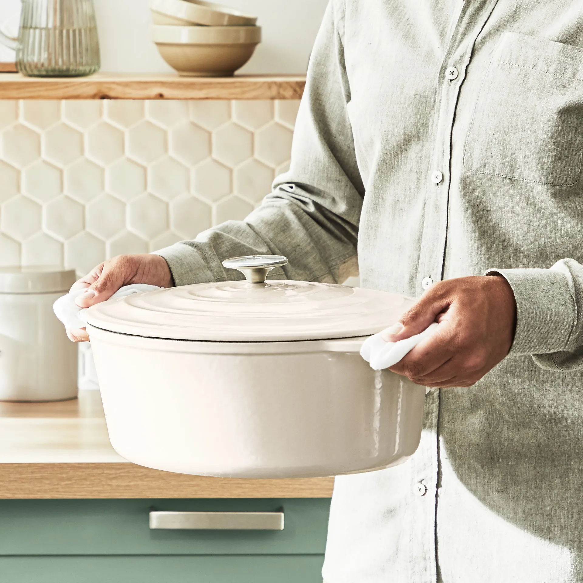 Tefal LOV oval gryde 7,2 L, Beige Tefal