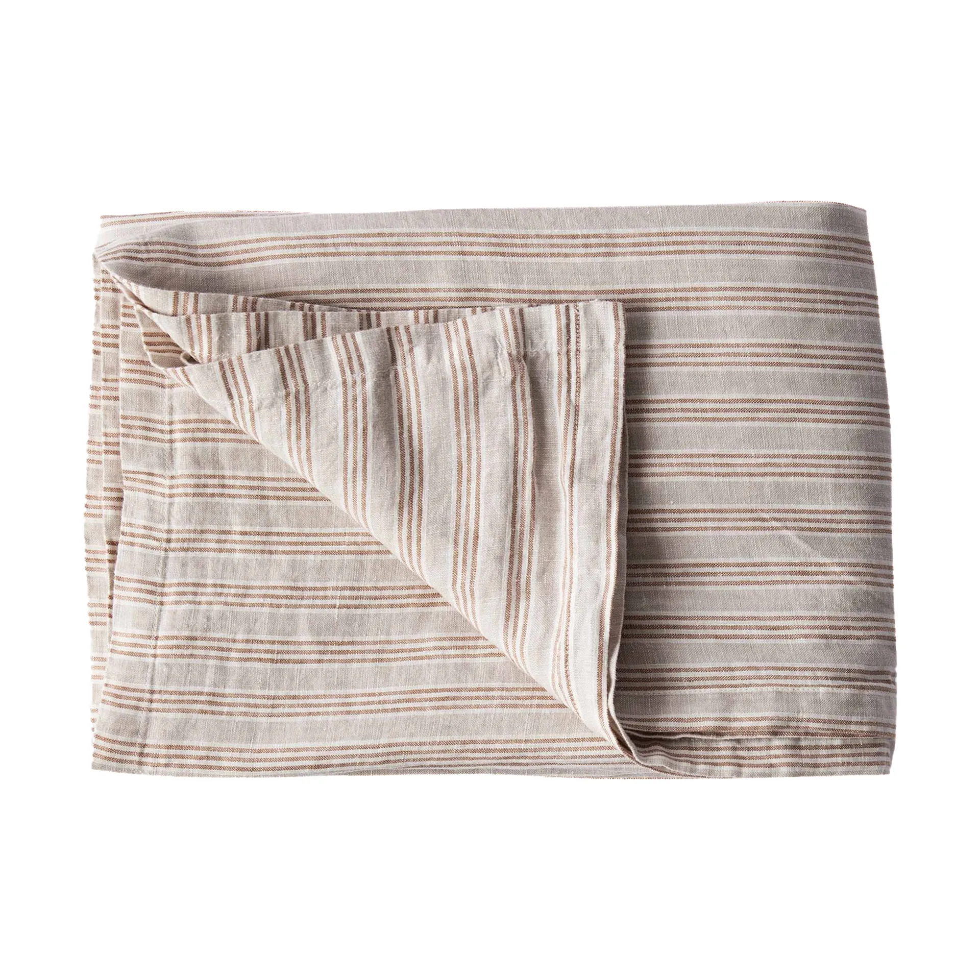 Tell Me More hørdug 145x330 cm, Hazelnut stripe Tell Me More
