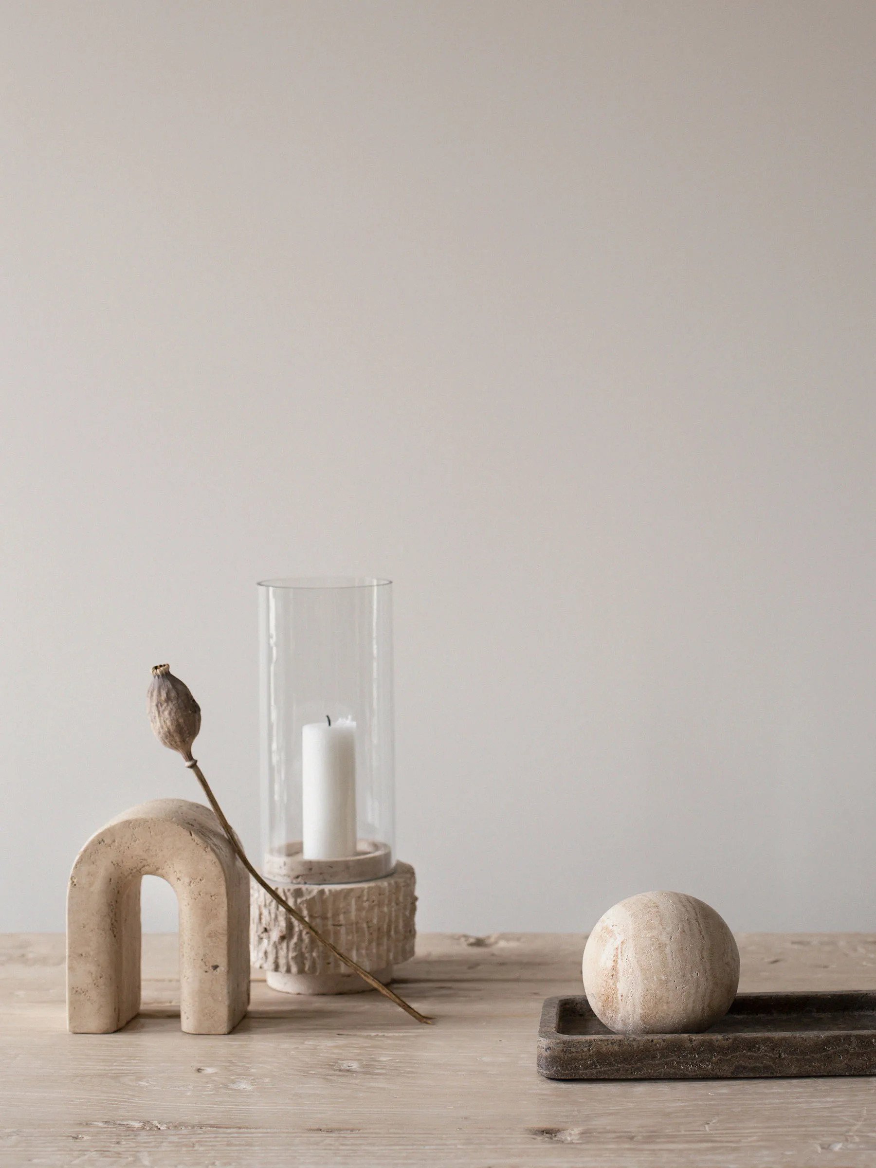 Travertine dekorationsbakke 13x25 cm, Brun Tell Me More