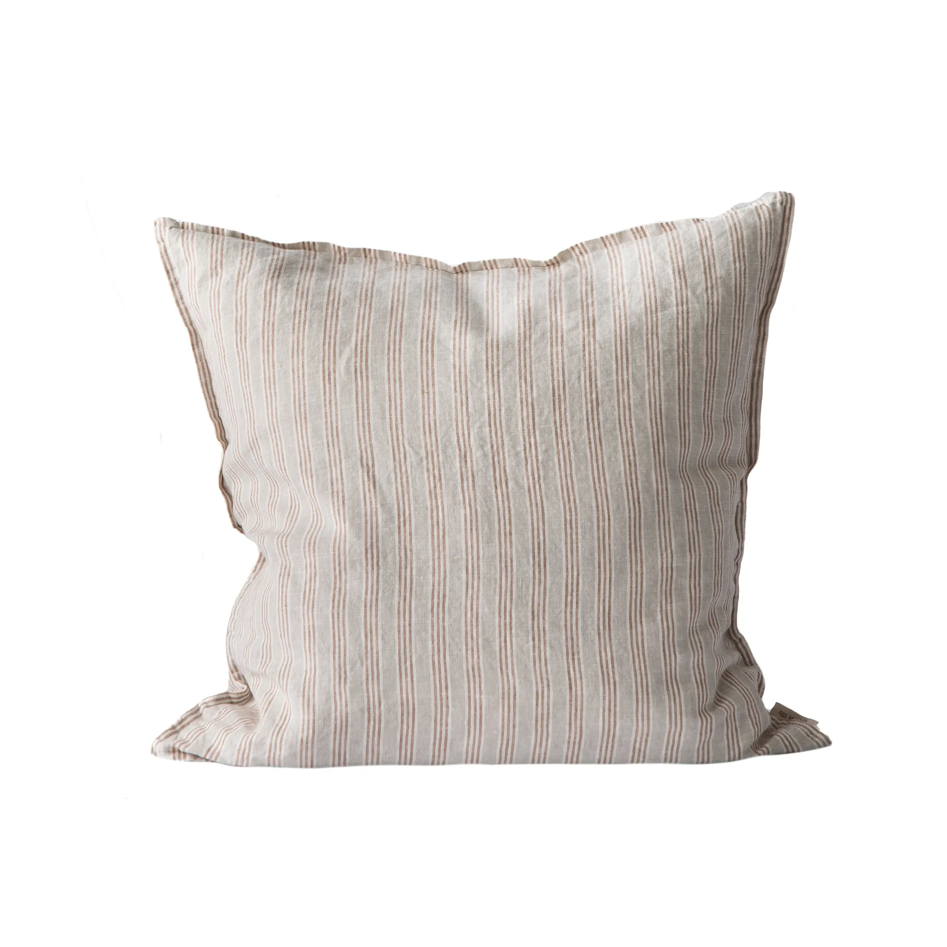 Washed linen pudebetræk 50x50 cm, Hazelnut stripe Tell Me More