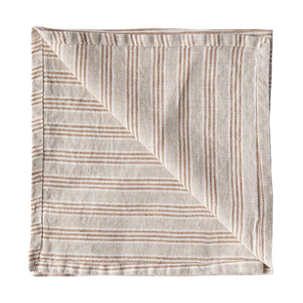 Tell Me More Washed linen stofserviet 45×45 cm Hazelnut stripe