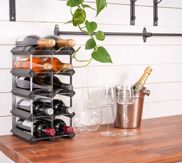 The Swedish Wine Rack Factory vinstativ monteret - 12 flasker-sort fyrretræ - The Swedish Wine Rack Factory