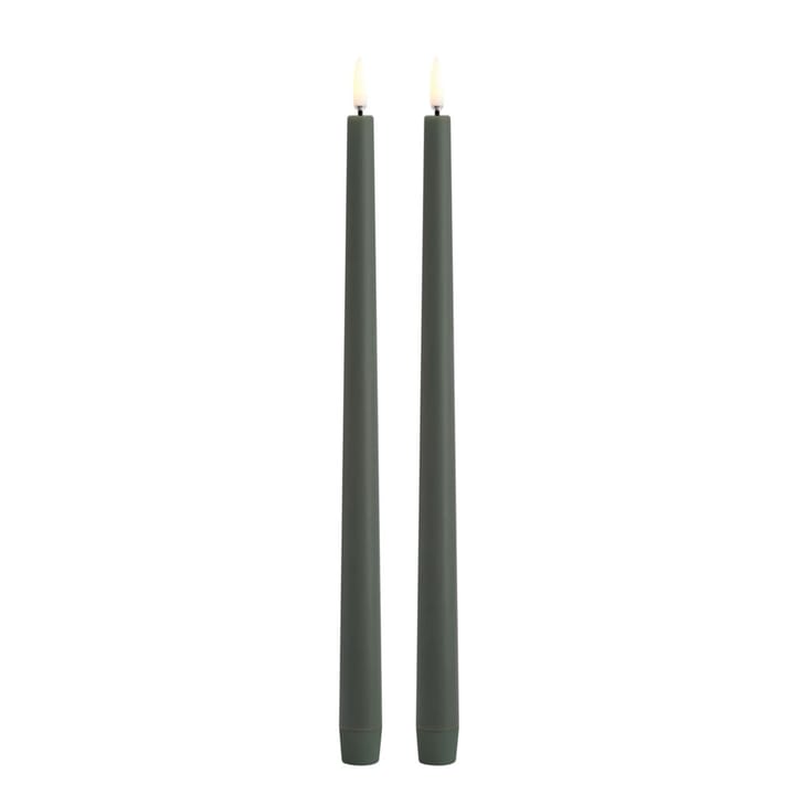 LED Kronelys Slim 2-pak 2,3x32 cm, Olivengrøn Uyuni Lighting