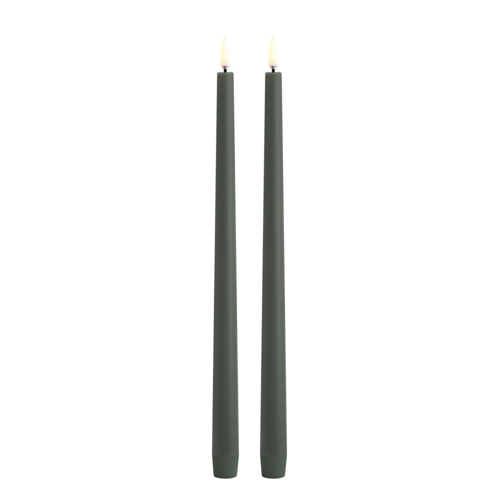 Uyuni Lighting LED Kronelys Slim 2-pak 2,3×32 cm Olivengrøn