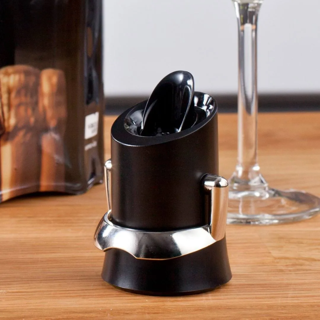 Vacuvin champagneforsegler og serverer, Sort Vacuvin