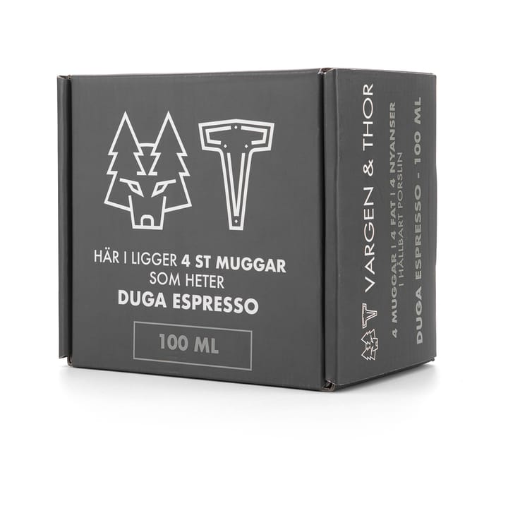 Duga espressokop med underkop 4-pak, Hvid, sandgrå, antracit, sort Vargen & Thor