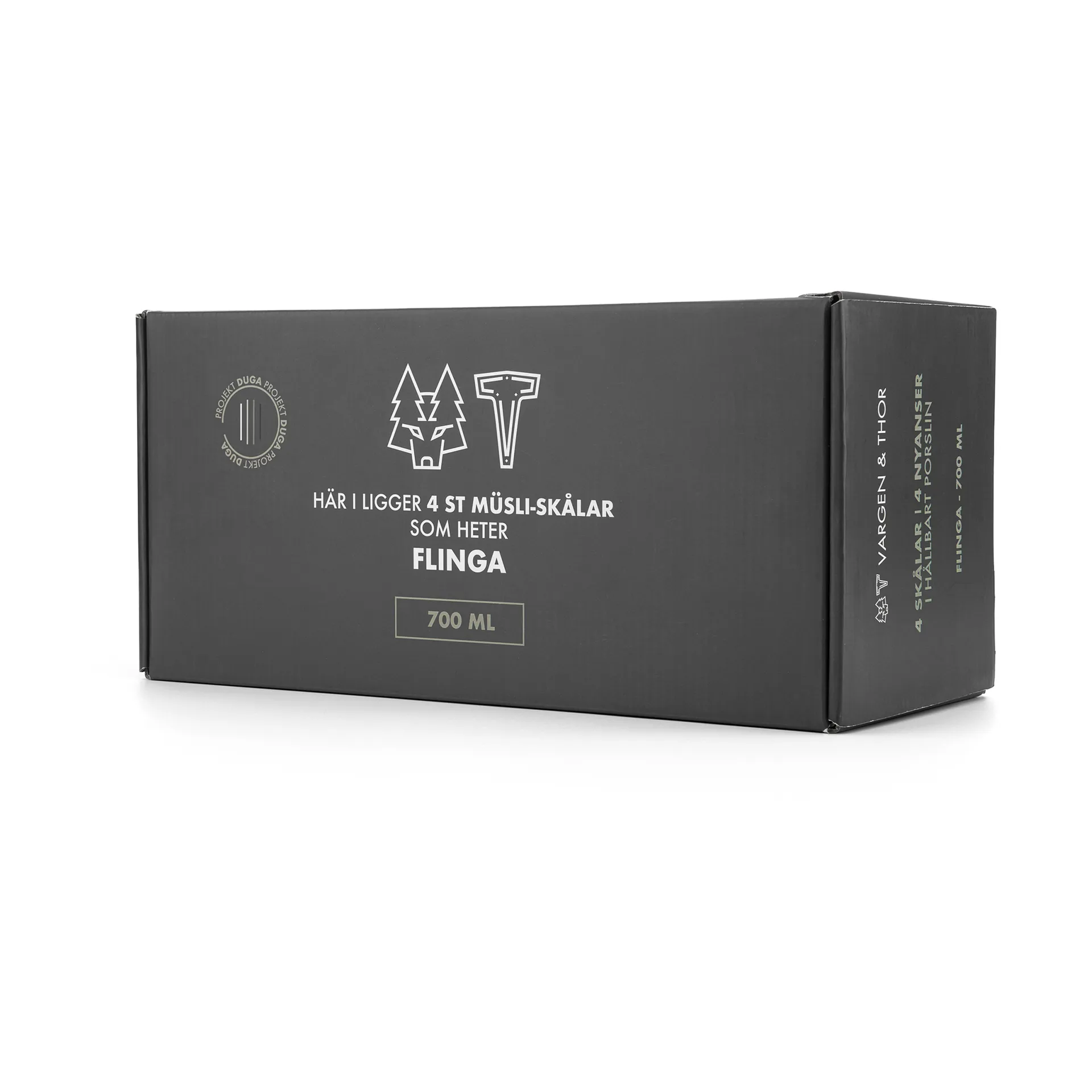 Duga snefnug skål 70 cl 4-pak, Hvid, sandgrå, antracit, sort Vargen & Thor
