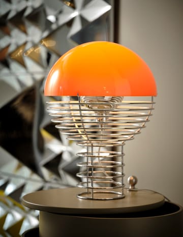 Wire bordlampe Ø30 cm - Chrome/Orange - Verpan
