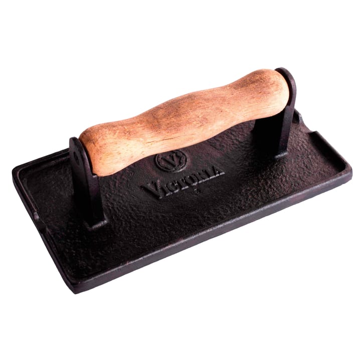Bacon- og grillpress støbejern med træhåndtag, 21x11 cm Victoria