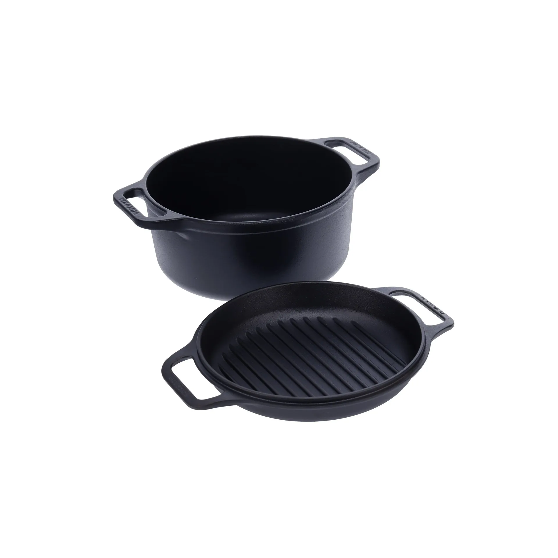Combo Cooker støbejernsgryde-stegepandesæt 2 dele, Sort Victoria