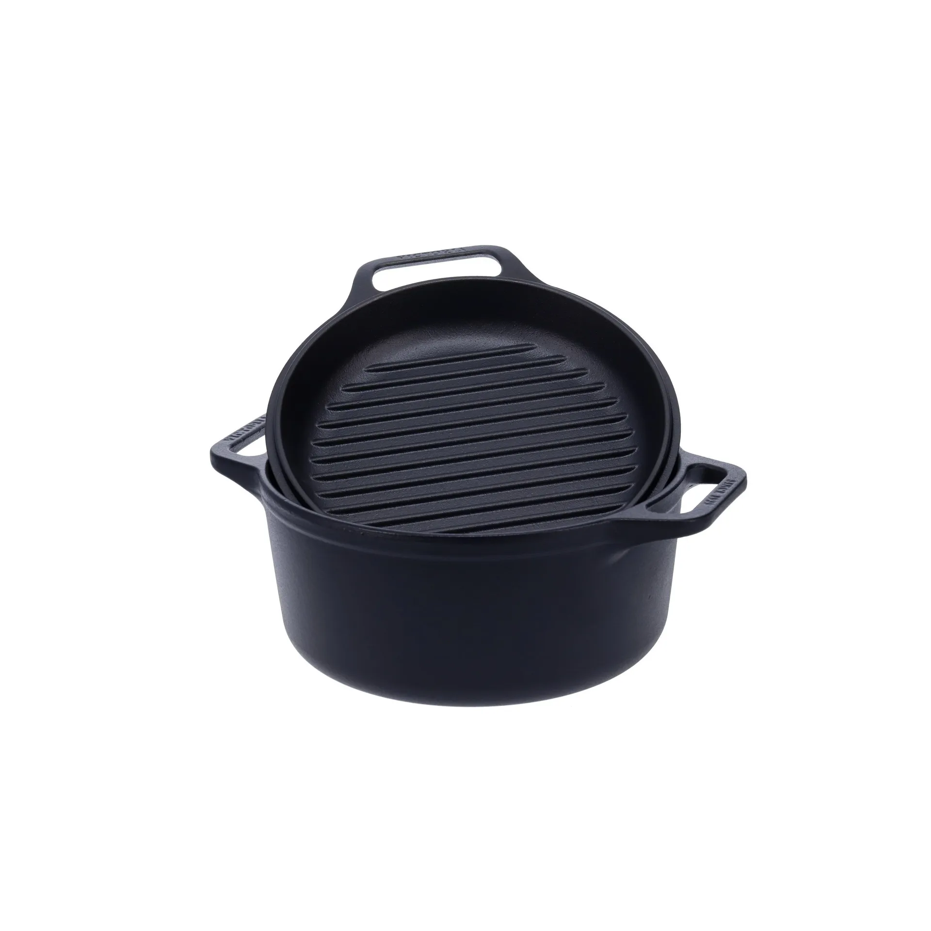 Combo Cooker støbejernsgryde-stegepandesæt 2 dele, Sort Victoria
