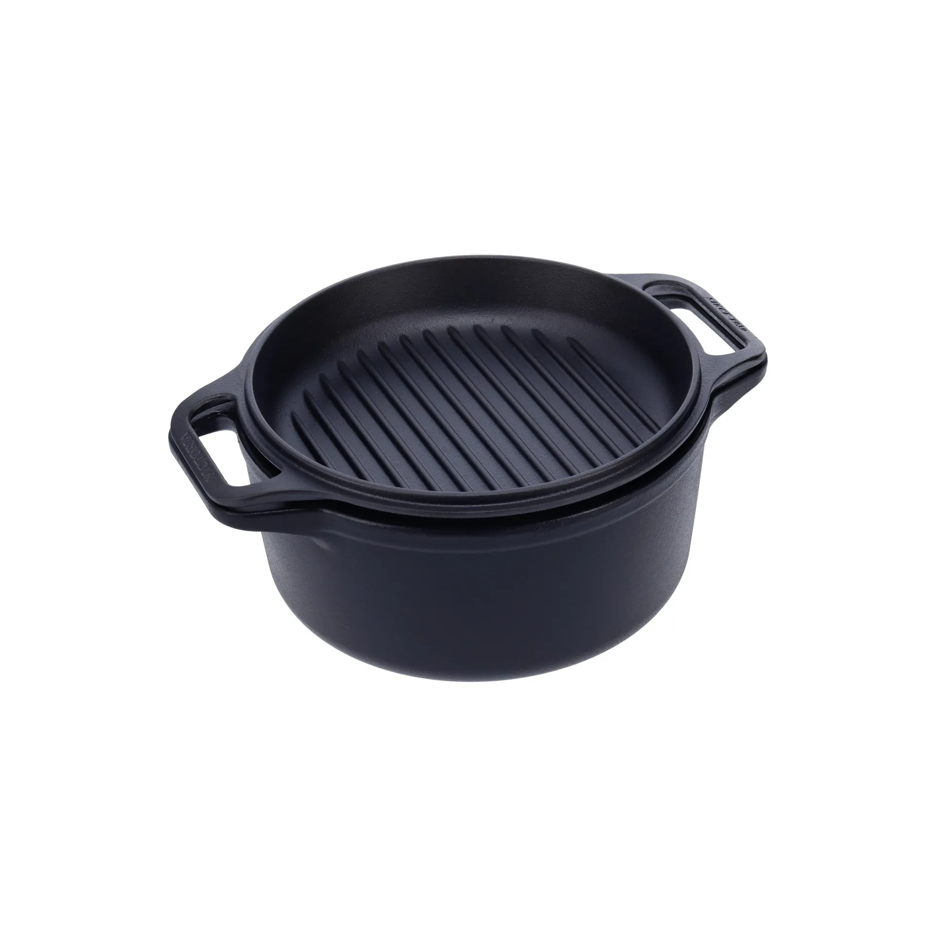 Combo Cooker støbejernsgryde-stegepandesæt 2 dele, Sort Victoria