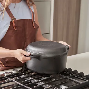 Gryde og grillpande af støbejern, for-krydret - 2 dele - Victoria