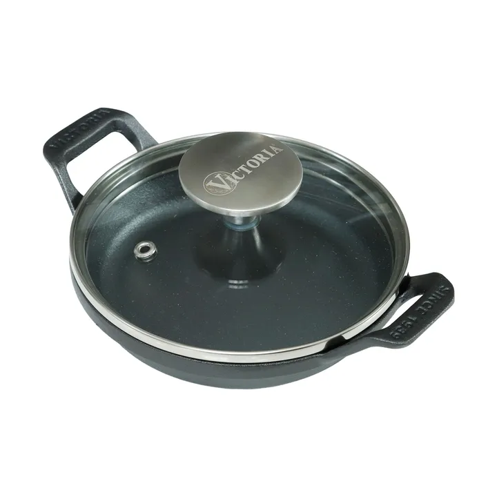 Mini rund gryde med glaslåg støbejern enameled - Ø14 cm - Victoria