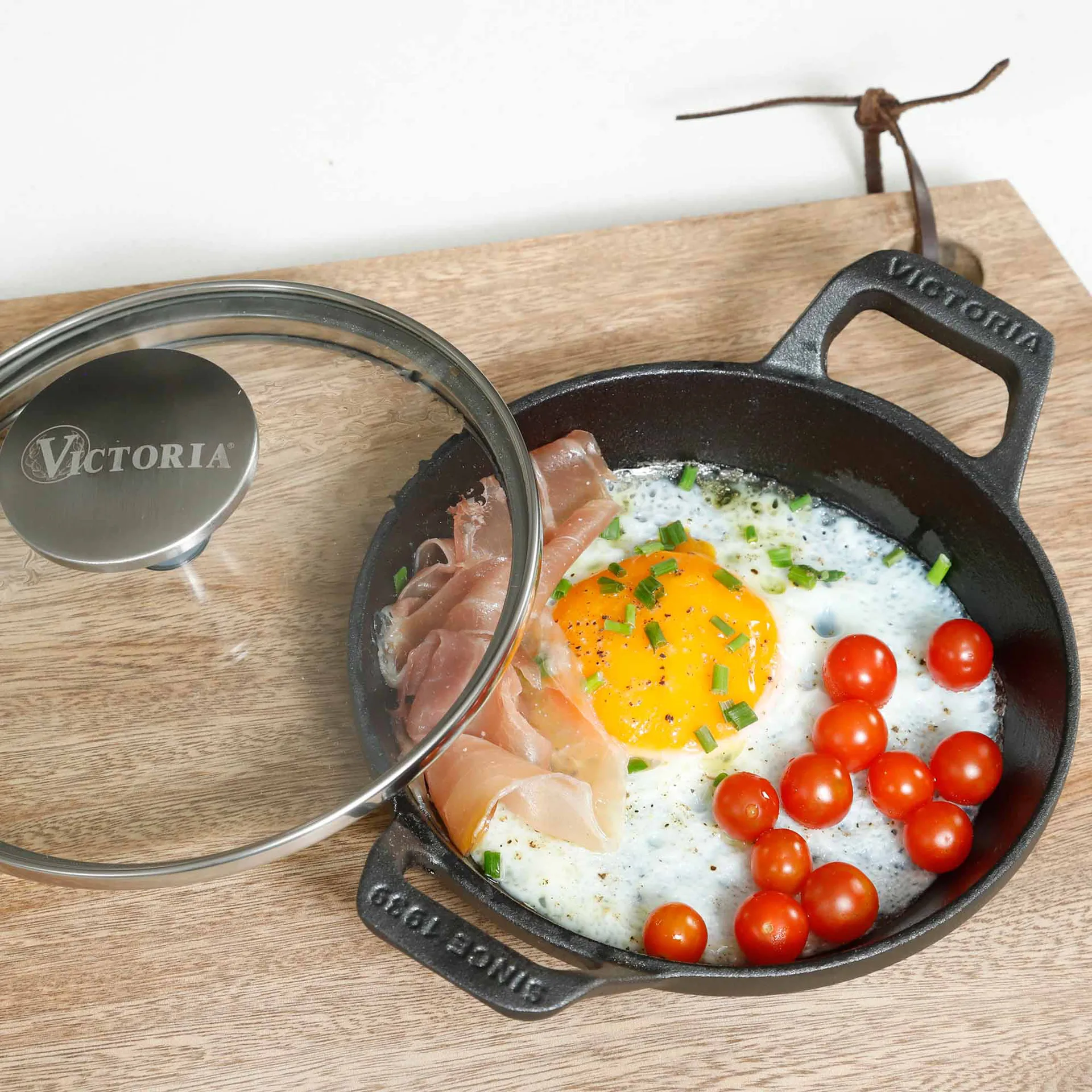 Mini rund gryde med glaslåg støbejern enameled, Ø14 cm Victoria
