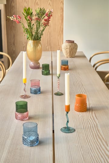 Styles fyrfadslysestage Ø7,7x10 cm - Grøn-lyserød - Villa Collection