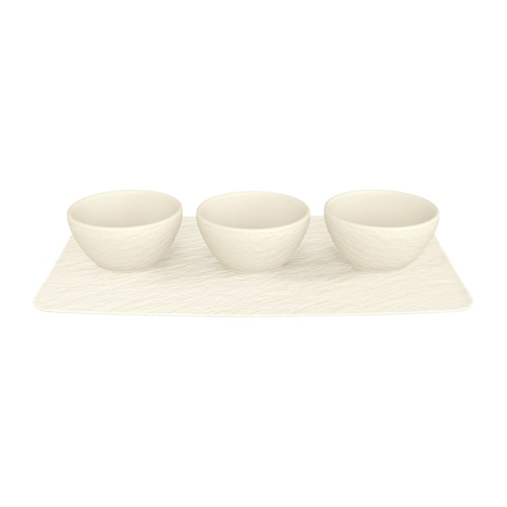 Manufacture Rock dipskål 3 stk. med bakke, Blanc Villeroy & Boch