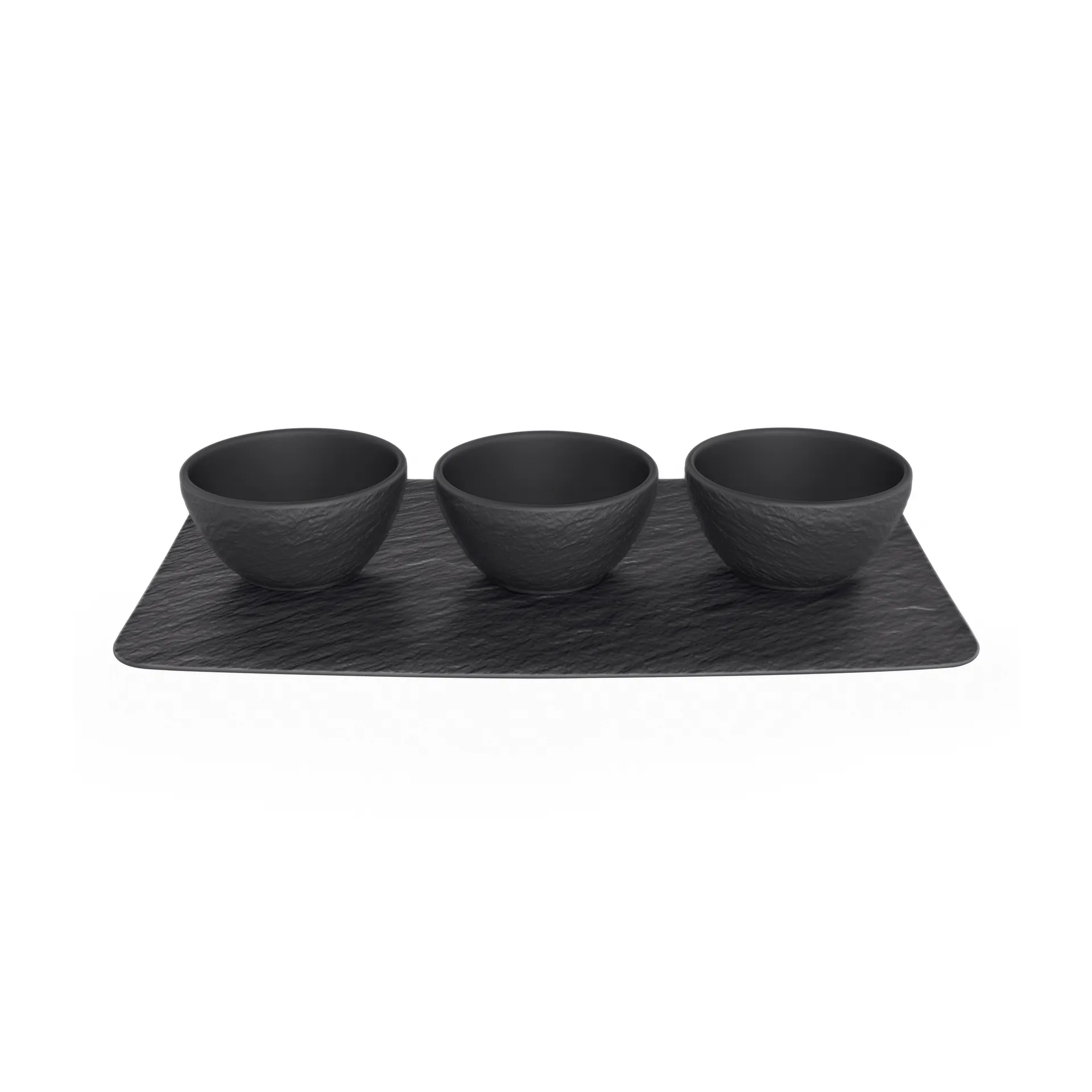 Manufacture Rock dipskål 3 stk. med bakke, Sort Villeroy & Boch
